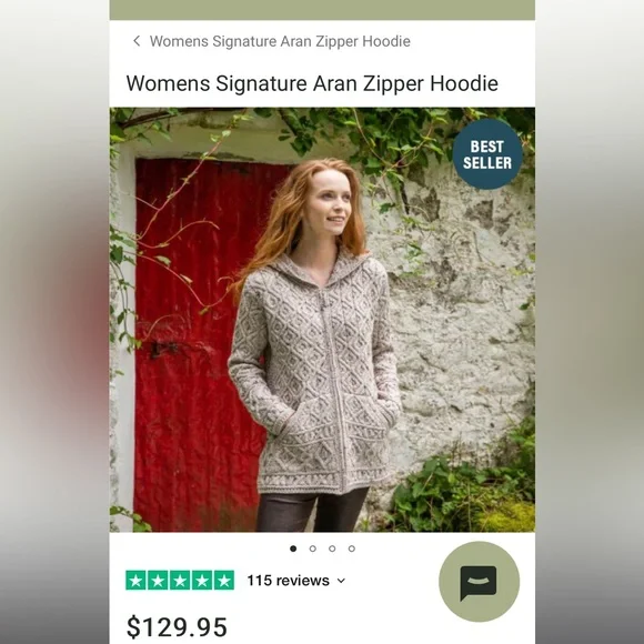 Aran Crafts Honeycomb hood zip up EUC - Picture 3 of 8